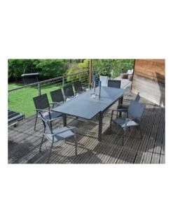 Table De Jardin Extensible LANZA - L.165/261x100 Cm Aluminium Imitation Bois -Mobilier De Jardin table de jardin extensible lanza l165261x100 cm aluminium imitation bois 7