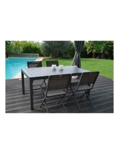 Table De Jardin Extensible LANZA - L.165/261x100 Cm Aluminium Imitation Bois -Mobilier De Jardin table de jardin extensible lanza l165261x100 cm aluminium imitation bois 9