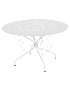 Table De Jardin Montmartre D.117 Cm - Métal Ronde - Blanc Coton
