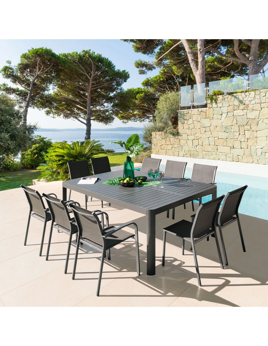Table De Jardin Paradize Carrée Extensible - Aluminium Graphite 1 Table De Jardin Paradize Carrée Extensible - Aluminium Graphite