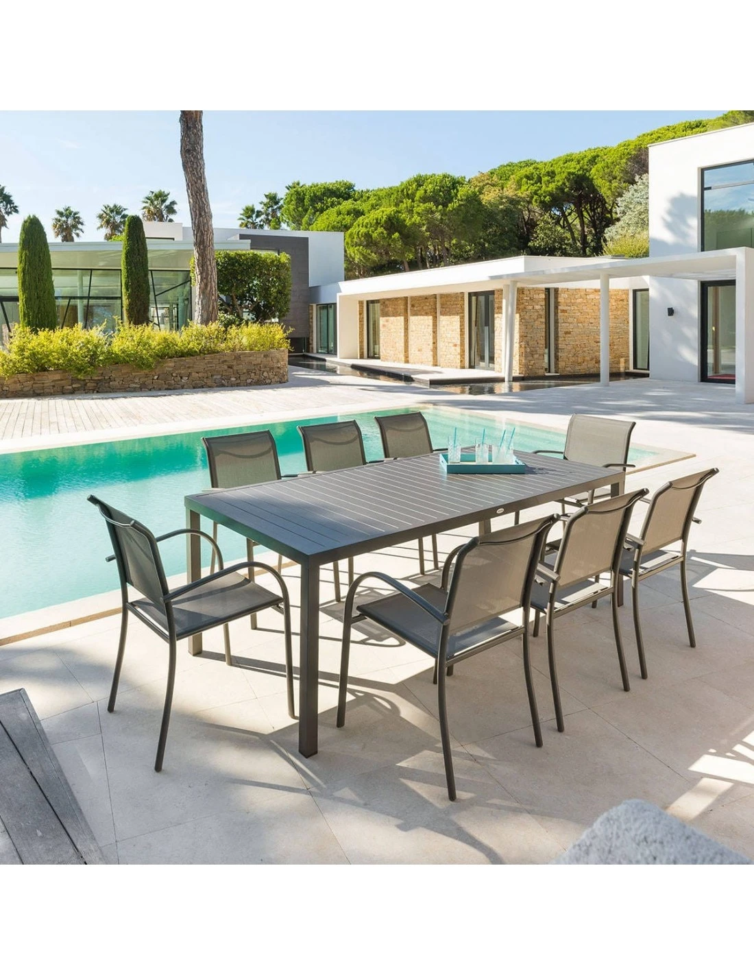 Table De Jardin Piazza Fixe - 8 Places - Aluminium Graphique 5 Table De Jardin Piazza Fixe - 8 Places - Aluminium Graphique – Image 5