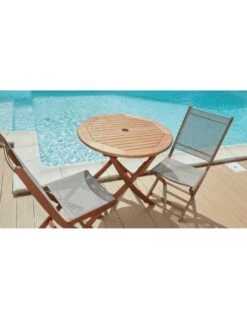 Table De Jardin Sophie Pliante Ronde En Eucalyptus - 80 Cm -Mobilier De Jardin table de jardin sophie pliante ronde en eucalyptus 2