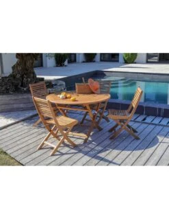 Table De Jardin Sophie Pliante Ronde En Eucalyptus - 120 Cm