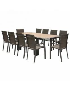 Table De Jardin Allure Extensible 10 Places - Aluminium Imprimé Effet Bois -Mobilier De Jardin table extensible allure 10 places aluminium imprime effet bois 1 2