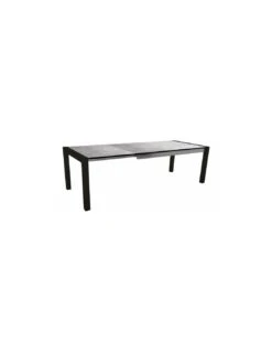 Table Extensible Aluminium Noir Mat 174 (214/254) X 90 Cm Plateau HPL - Marbre Noir