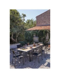 Table Louisiane II Extensible - Aluminium Graphite Plateau OAK - L.187/247 X L.100 X H.76 Cm 7 Table Louisiane II Extensible - Aluminium Graphite Plateau OAK - L.187/247 X L.100 X H.76 Cm -Mobilier De Jardin table louisiane ii extensible aluminium graphite plateau oak 2