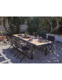 Table Louisiane II Extensible - Aluminium Graphite Plateau OAK - L.187/247 X L.100 X H.76 Cm 8 Table Louisiane II Extensible - Aluminium Graphite Plateau OAK - L.187/247 X L.100 X H.76 Cm -Mobilier De Jardin table louisiane ii extensible aluminium graphite plateau oak 3