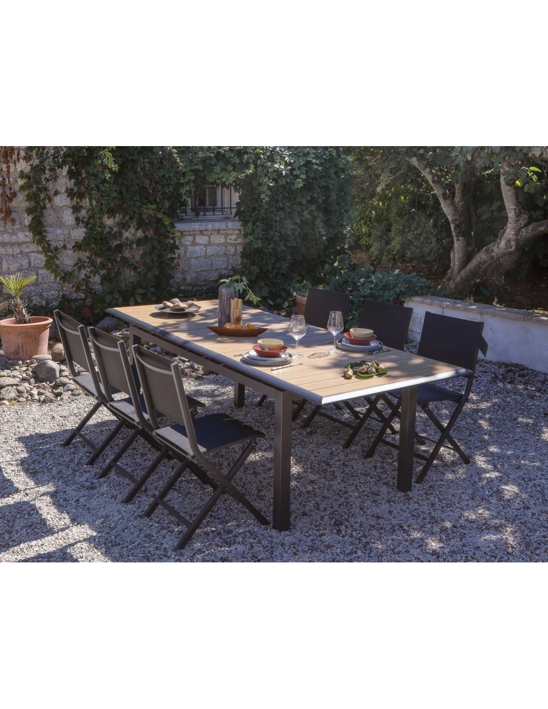 Table Louisiane II Extensible - Aluminium Graphite Plateau OAK - L.187/247 X L.100 X H.76 Cm 4 Table Louisiane II Extensible - Aluminium Graphite Plateau OAK - L.187/247 X L.100 X H.76 Cm – Image 4