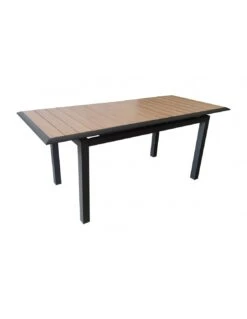 Table Louisiane II Extensible - Aluminium Graphite Plateau OAK - L.147/187 X L.80 X H.76 Cm