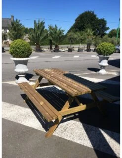 Table Pique-niques 200 X 150 X H80 Cm En Bois Massif Traité -Mobilier De Jardin table pique niques 200 x 150 x h80 cm en bois massif traite 3