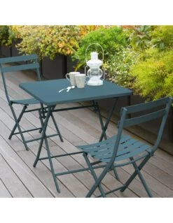 Table Pliante Carrée Greensboro 2 Places - Bleu Canard