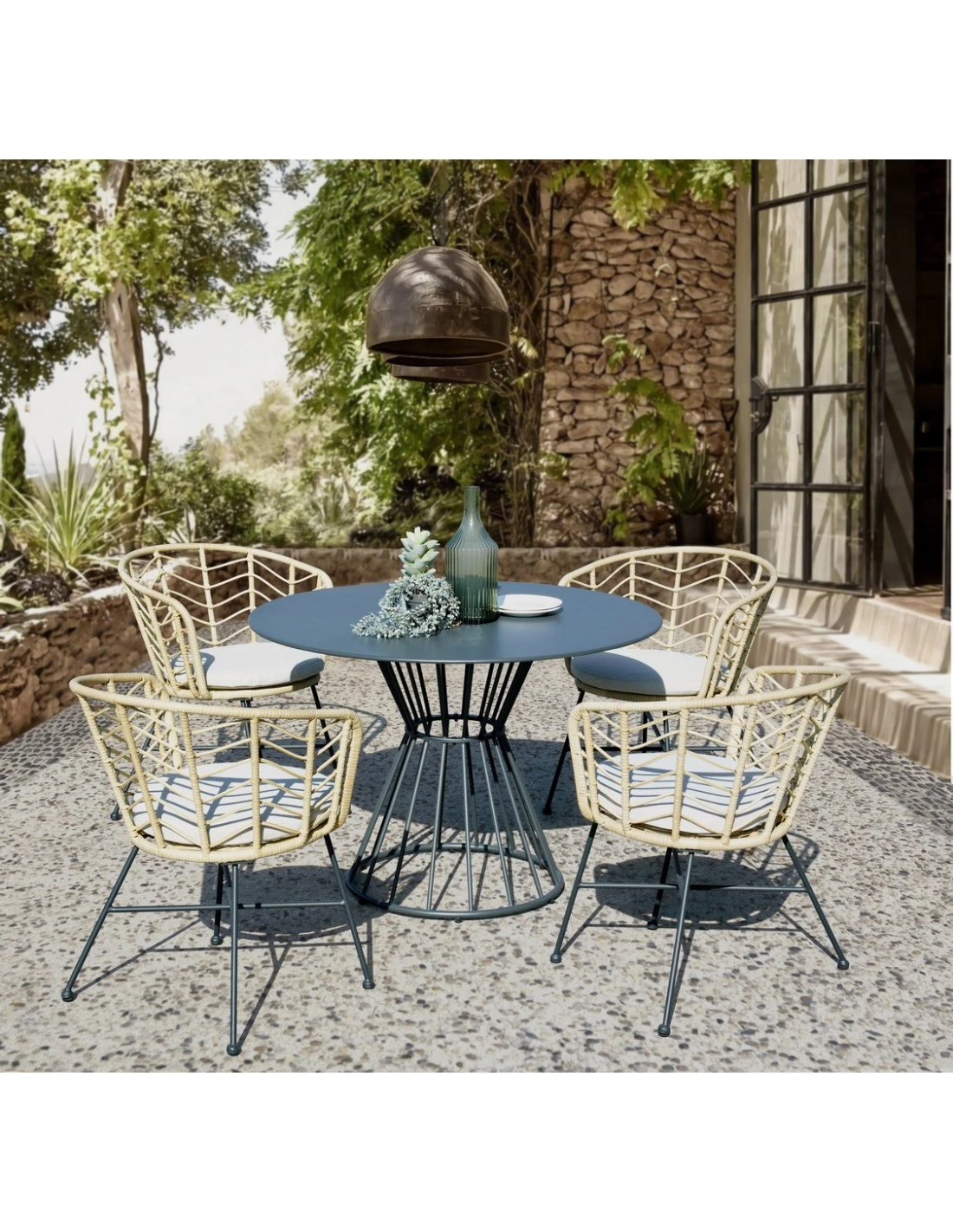 Table Ronde Holland Ø110 Cm En Acier époxy Noir 2 Table Ronde Holland Ø110 Cm En Acier époxy Noir – Image 2