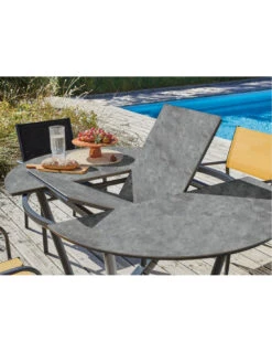 Table Valenza 125/175 X 125 En Aluminium / SPC - Graphite / Gris -Mobilier De Jardin table valenza 125175 x 125 en aluminium spc graphite gris 1 2