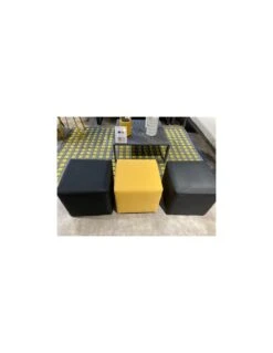 Tabouret CUB 43 X 43 Cm En Aluminium Et Toile TPEP - Noir -Mobilier De Jardin tabouret cub 43 x 43 cm aluminium et toile tpep proloisirs 2