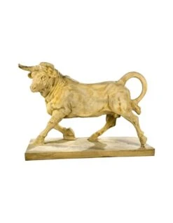 Taureau L.125 Cm Anthracite Ou Patiné Vieilli