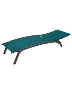 Transat Bonao 4 Positions - Aluminium Et Texaline - Graphite / Bleu Canard -Mobilier De Jardin transat bonao 4 positions aluminium et texaline graphite bleu canard 2