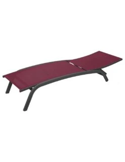Transat Bonao 4 Positions - Aluminium Et Texaline - Graphite / Bordeaux -Mobilier De Jardin transat bonao 4 positions aluminium et texaline graphite bordeaux 2