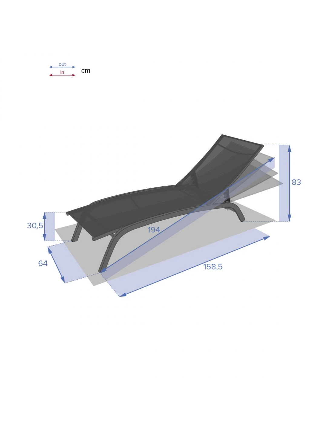 Transat Bonao 4 Positions - Aluminium Et Texaline - Silver / Taupe 5 Transat Bonao 4 Positions - Aluminium Et Texaline - Silver / Taupe – Image 5