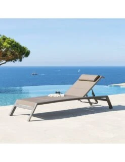 Transat De Jardin Allure 5 Positions - Aluminium Et Texaline - Praline / Speculos -Mobilier De Jardin transat de jardin allure 5 positions aluminium et texaline praline speculos 5