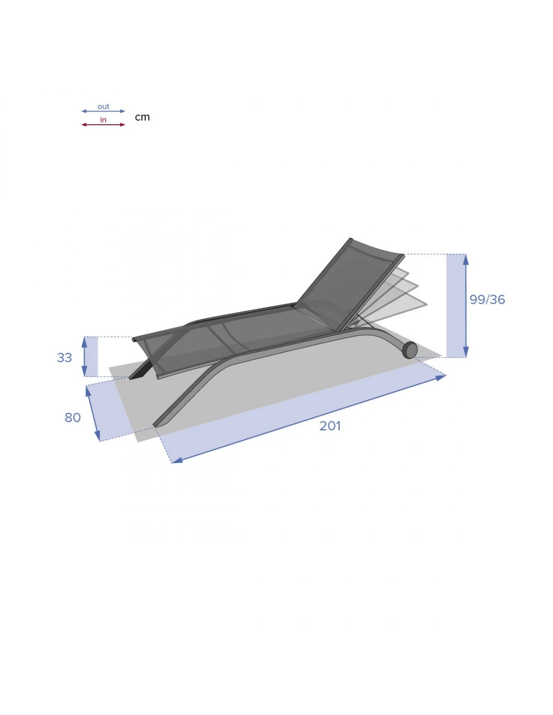 Transat De Jardin Milenio - 5 Positions - Aluminium Et Texaline - Graphite / Anthracite 5 Transat De Jardin Milenio - 5 Positions - Aluminium Et Texaline - Graphite / Anthracite – Image 5