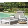 Transat De Jardin Ocala 4 Positions Aluminium Et Texaline - Blanc Et Noisette