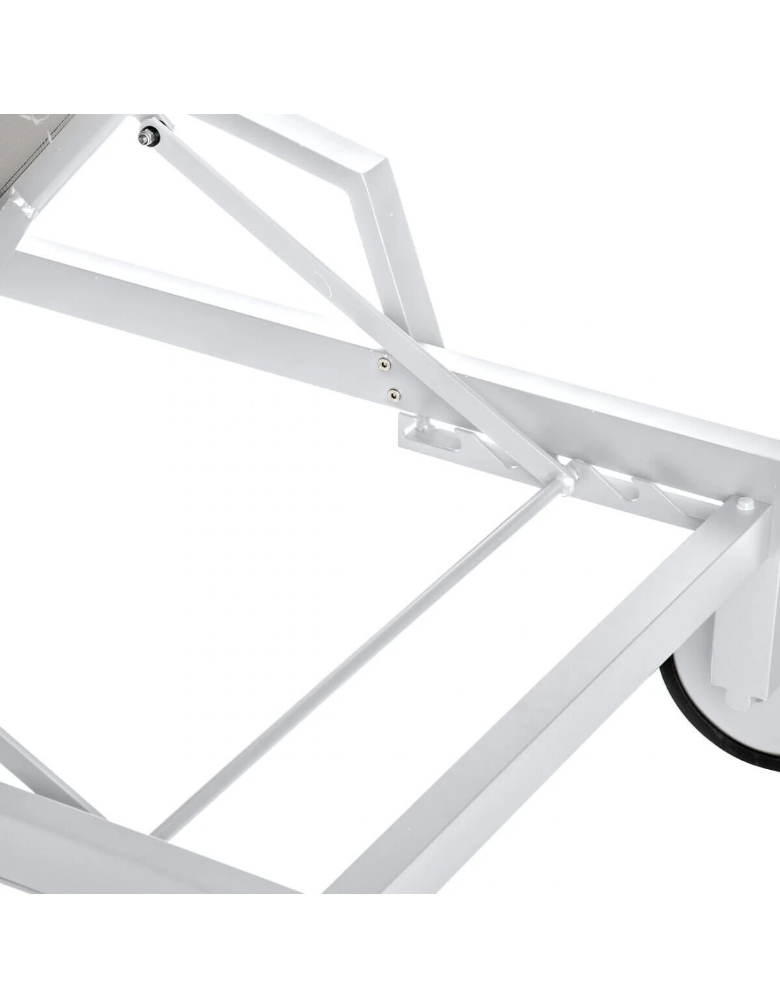 Transat De Jardin Ocala 4 Positions Aluminium Et Texaline - Blanc Et Noisette 5 Transat De Jardin Ocala 4 Positions Aluminium Et Texaline - Blanc Et Noisette – Image 5