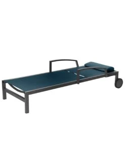 Transat De Jardin Ocala 4 Positions Aluminium Et Texaline - Graphite / Bleu Canard -Mobilier De Jardin transat de jardin ocala 4 positions aluminium et texaline 2