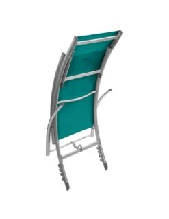 Transat Pliant Samba - 4 Positions - Aluminium Anodisé - Emeraude -Mobilier De Jardin transat pliant samba 4 positions aluminium anodise emeraude 2