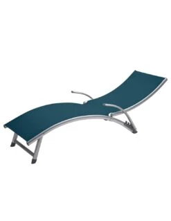 Transat Pliant Samba - 4 Positions - Aluminium Anodisé - Graphite / Bleu Canard -Mobilier De Jardin transat pliant samba 4 positions aluminium anodise graphite bleu canard 2