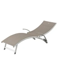 Transat Pliant Samba - 4 Positions - Aluminium Anodisé - Taupe -Mobilier De Jardin transat pliant samba 4 positions aluminium anodise taupe 3